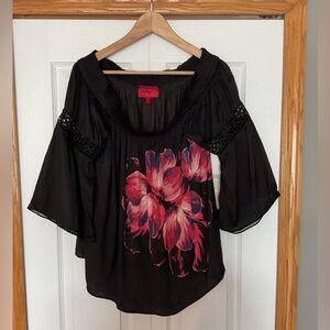 Jennifer Lopez XL Black Floral Top